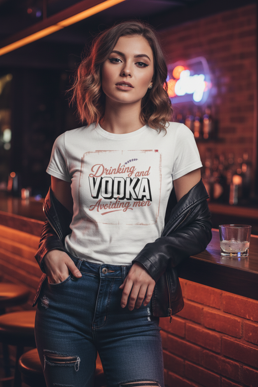 Vodka & Avoiding Men Tee Mockup